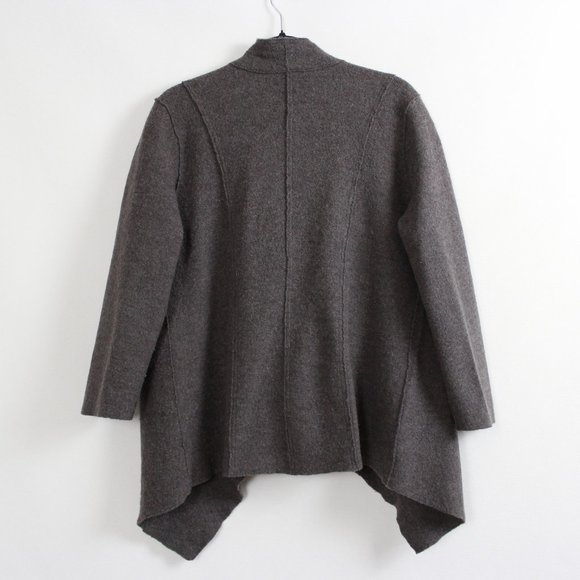 500 Maison Cinqcent Brown Open Front Wool Cardigan - Picture 16 of 16